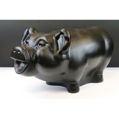 32 - Large novelty contemporary black ceramic piggy bank, approx 57cm long x 29cm high