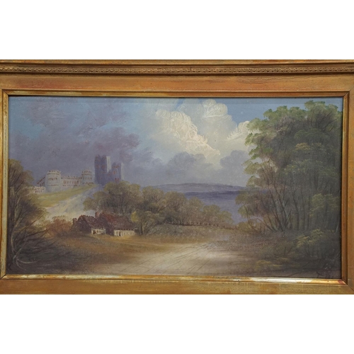 330 - English school, a pair: rural landscape scenes, oil on canvas, initialled TW lower right 23.5 x 43.5... 