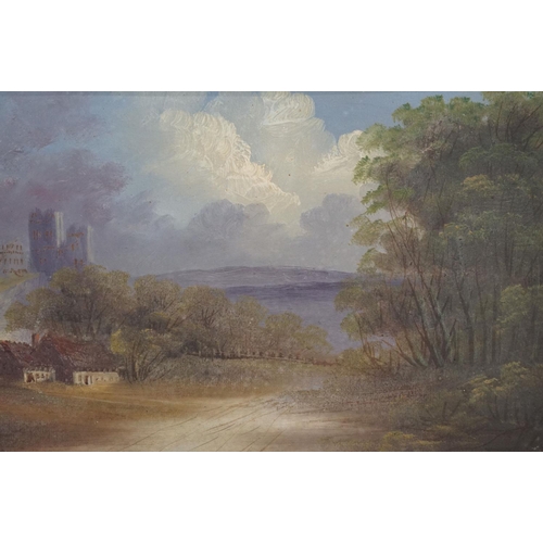 330 - English school, a pair: rural landscape scenes, oil on canvas, initialled TW lower right 23.5 x 43.5... 