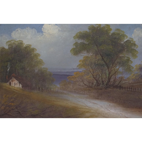 330 - English school, a pair: rural landscape scenes, oil on canvas, initialled TW lower right 23.5 x 43.5... 