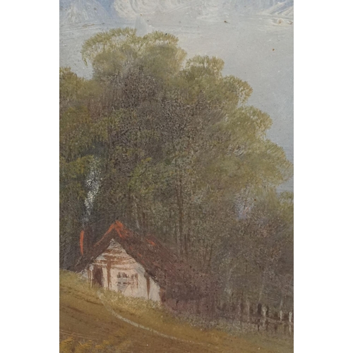 330 - English school, a pair: rural landscape scenes, oil on canvas, initialled TW lower right 23.5 x 43.5... 