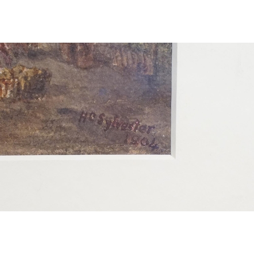 333 - H C Sylvester, cathedral Saint-Pierre de Lisieux, watercolour, signed lower right and dated 1901, in... 