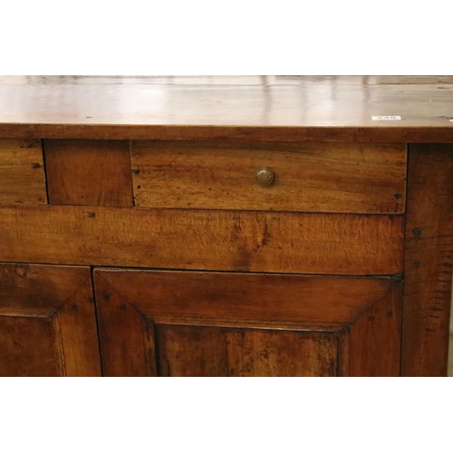 335 - Early 20th C sideboard with two doors under two drawers and internal shelf, brass fittings, locking ... 