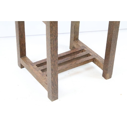 348 - Tropical hardwood three tier slatted stand, 55cm high x 30cm wide x 28cm deep