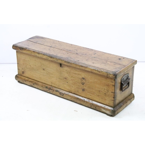 349 - Vintage pine twin-handled tack box, 26cm high x 78.5cm wide x 24cm deep