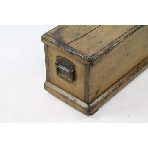 349 - Vintage pine twin-handled tack box, 26cm high x 78.5cm wide x 24cm deep