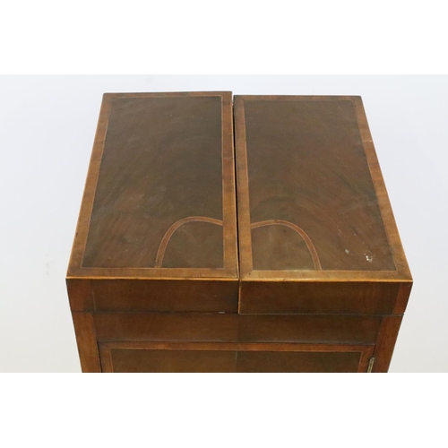 350 - Edwardian mahogany inlaid wash stand, the top opens to reveal space for a wash bowl and accessories,... 