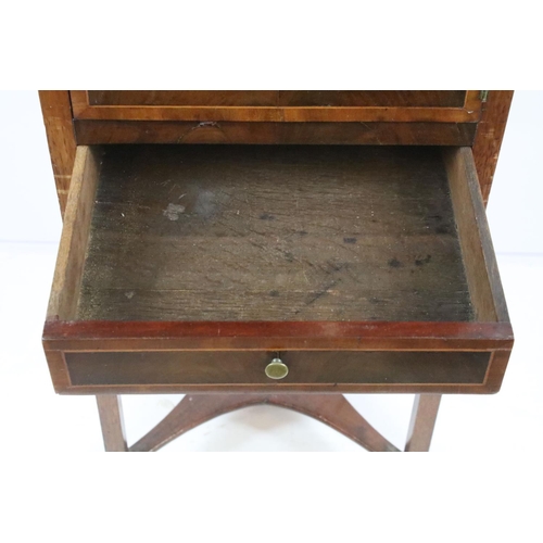 350 - Edwardian mahogany inlaid wash stand, the top opens to reveal space for a wash bowl and accessories,... 