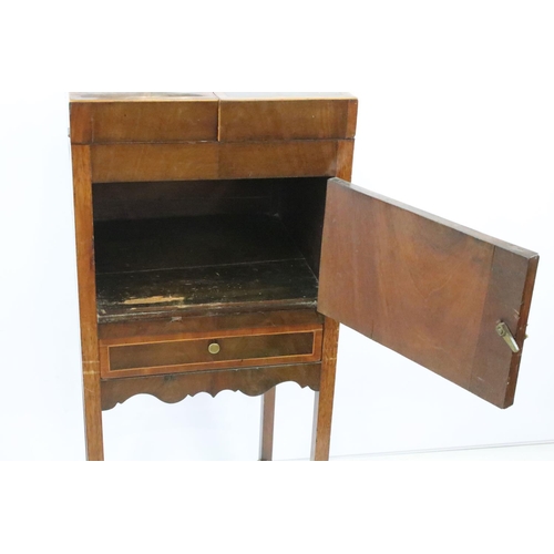 350 - Edwardian mahogany inlaid wash stand, the top opens to reveal space for a wash bowl and accessories,... 