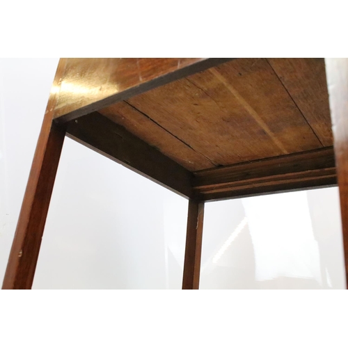 350 - Edwardian mahogany inlaid wash stand, the top opens to reveal space for a wash bowl and accessories,... 