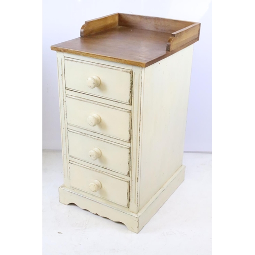 354 - Pair of painted pine four drawer bedside chests, 80.5cm high x 42.5cm wide x 49.5cm deep