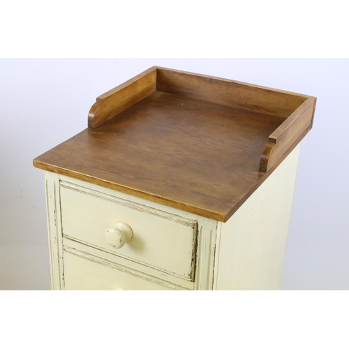 354 - Pair of painted pine four drawer bedside chests, 80.5cm high x 42.5cm wide x 49.5cm deep