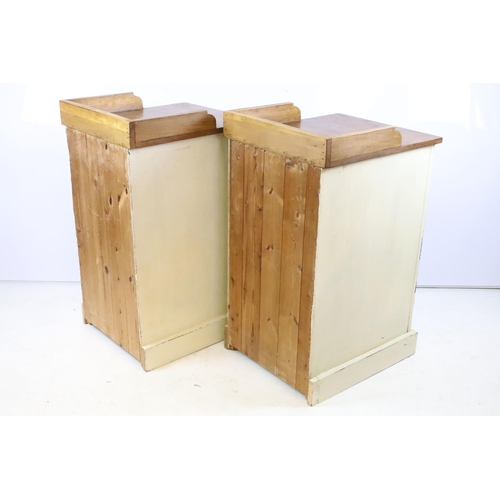 354 - Pair of painted pine four drawer bedside chests, 80.5cm high x 42.5cm wide x 49.5cm deep