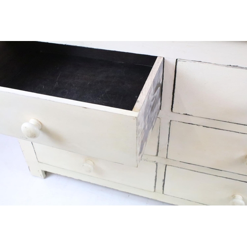 356 - Large painted six drawer chest, 78cm high x 124.5cm wide x  48cm deep