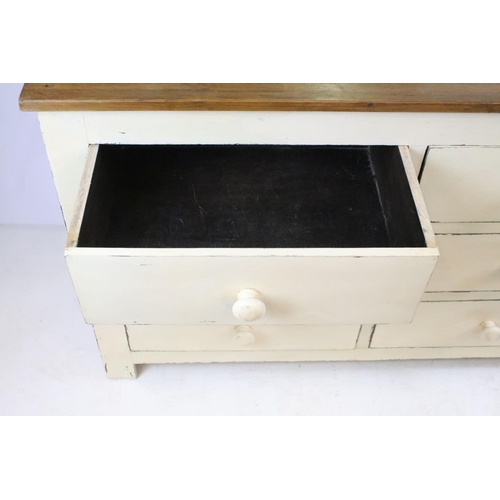 356 - Large painted six drawer chest, 78cm high x 124.5cm wide x  48cm deep