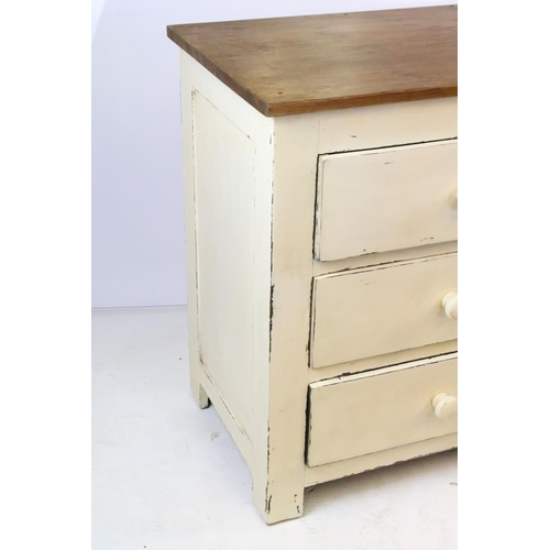 356 - Large painted six drawer chest, 78cm high x 124.5cm wide x  48cm deep