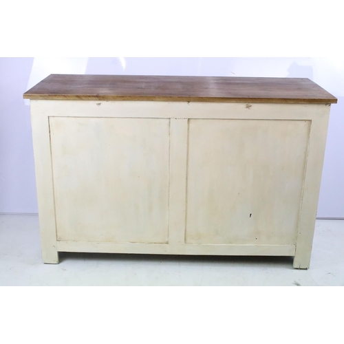 356 - Large painted six drawer chest, 78cm high x 124.5cm wide x  48cm deep