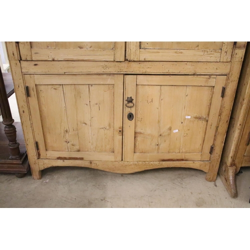 372 - 19th century pine housekeeper's cupboard, with two doors to upper section above two further doors, s... 