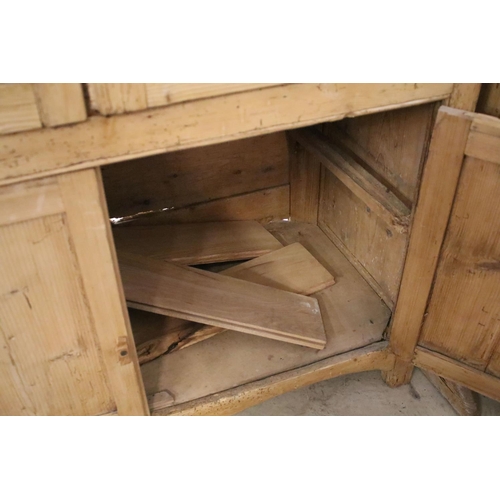 372 - 19th century pine housekeeper's cupboard, with two doors to upper section above two further doors, s... 