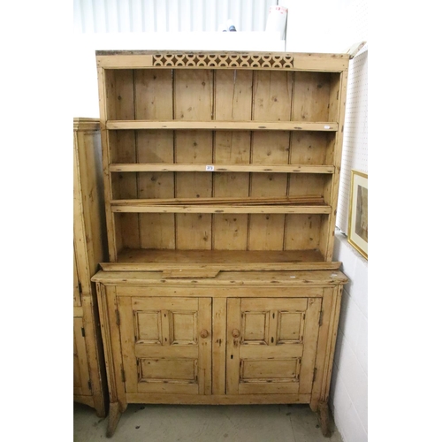 373 - 19th Century stripped pine Irish dresser with 3 x shelves and two doors to base, 75