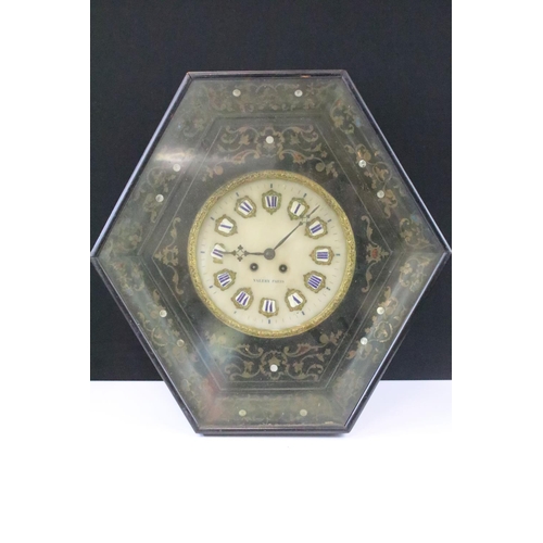 4 - Valery of Paris 19th century hexagonal wall clock, the dial with enamel Roman numerals, surrounded b... 