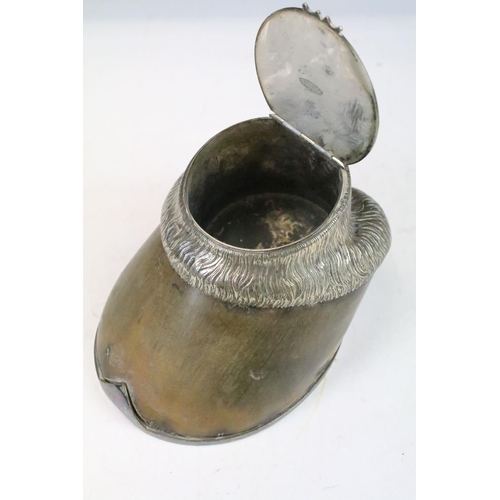 5 - Taxidermy - A pair of Victorian horse hoof inkwells with silver plated mounts, inscribed 'Cypmer 188... 