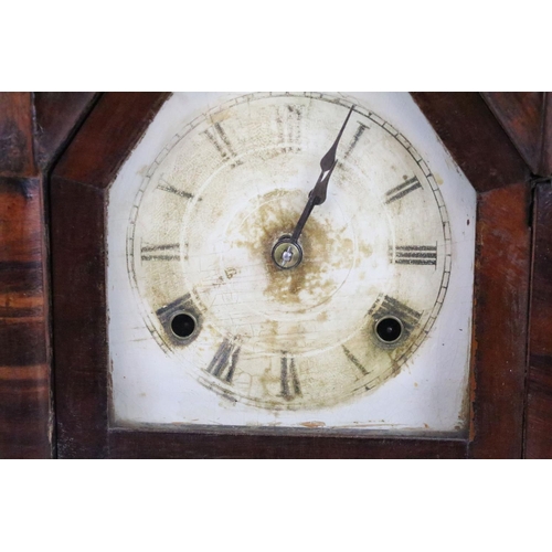 7 - Late 19th century Ansonia Clock Co. American chiming mahogany mantel clock, the white dial with Roma... 