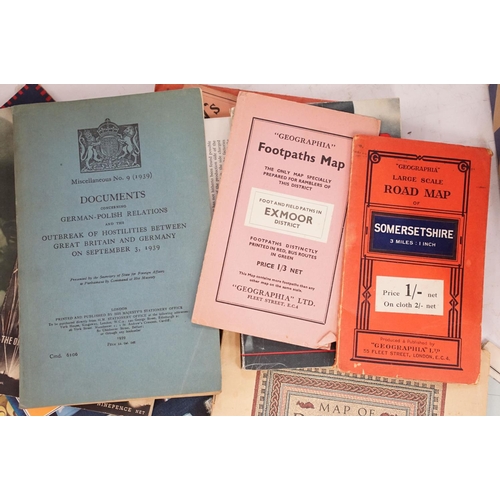 276 - A collection of Ordnance Survey Maps together with a selection of ephemera to include military inter... 