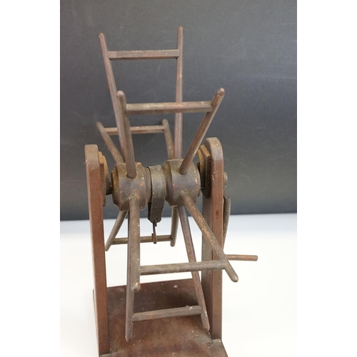 285 - A antique wooden wool winder together with a small collection of vintage fishing tackle to include a... 