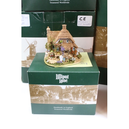 101 - 12 Boxed Lilliput Lane models to include Country Living in Winter (L2438), Christmas Lights at the B... 