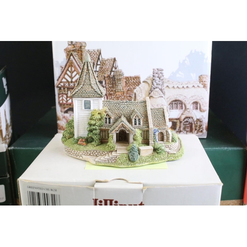 101 - 12 Boxed Lilliput Lane models to include Country Living in Winter (L2438), Christmas Lights at the B... 