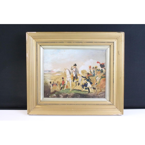 42 - Continental school, Napoleon Bonaparte on horseback, oil on canvas, inscribed indistinctly lower rig... 