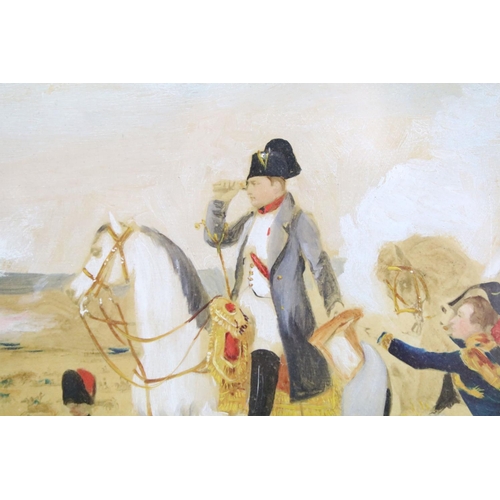 42 - Continental school, Napoleon Bonaparte on horseback, oil on canvas, inscribed indistinctly lower rig... 