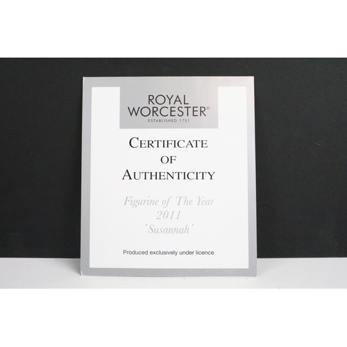 315 - Five boxed Royal Worcester porcelain figurines to include In Celebration of The Queen's 80th Birthda... 