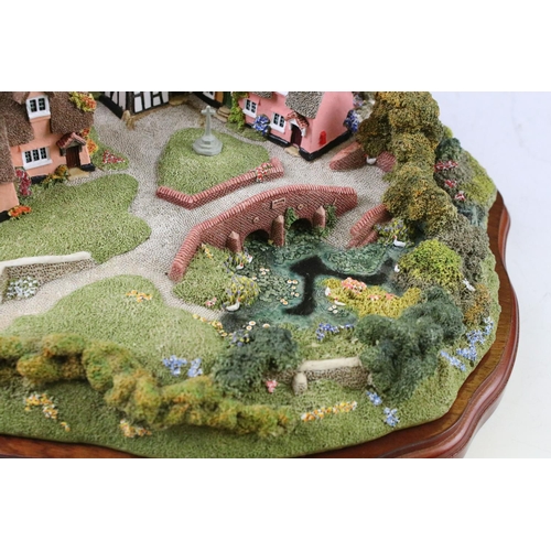 318 - Large boxed Lilliput Lane sculpture - Saxham St Edmunds, with plinth, ltd edn, with deeds