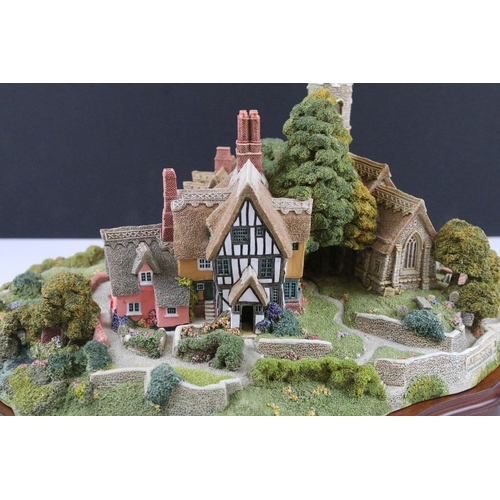 318 - Large boxed Lilliput Lane sculpture - Saxham St Edmunds, with plinth, ltd edn, with deeds