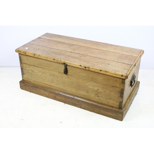 375 - Vintage pine tack box, 37cm high x 90cm wide x 45cm deep