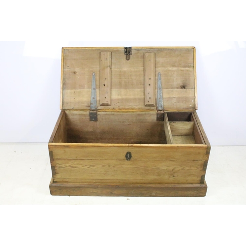 375 - Vintage pine tack box, 37cm high x 90cm wide x 45cm deep