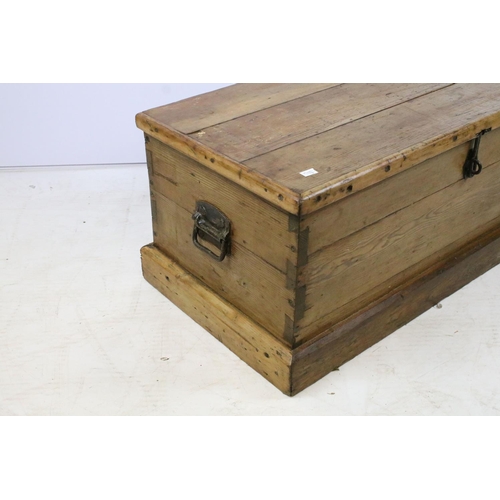 375 - Vintage pine tack box, 37cm high x 90cm wide x 45cm deep