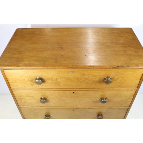 342 - Victorian pine chest of three long drawers