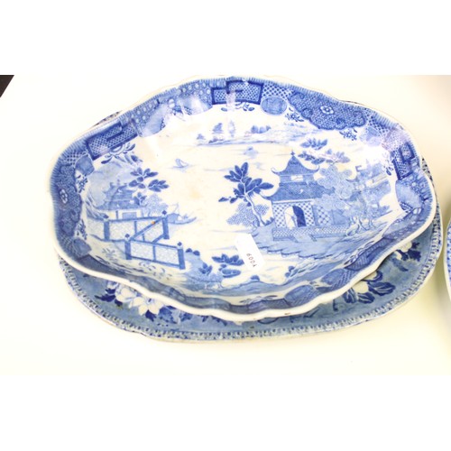 294 - Collection of blue and white pottery and porcelain, to include: various willow pattern, to include t... 