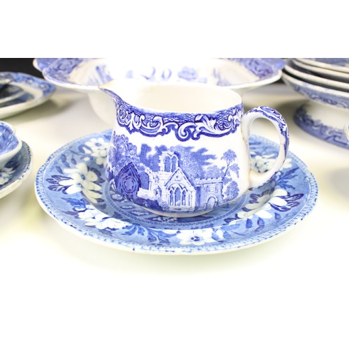 294 - Collection of blue and white pottery and porcelain, to include: various willow pattern, to include t... 