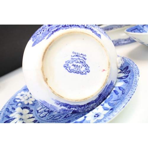 294 - Collection of blue and white pottery and porcelain, to include: various willow pattern, to include t... 