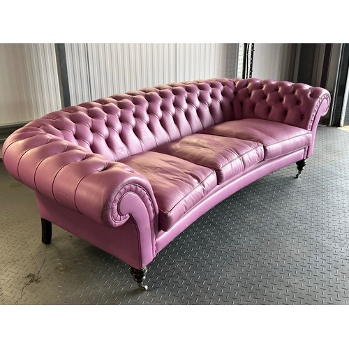 376 - Three seater lilac / pink leatherette contemporary Chesterfield sofa, with button back back and arms... 