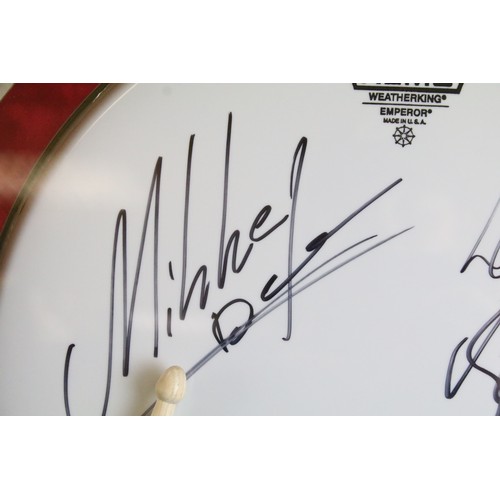 1593A - Memorabilia / Autographs - Motorhead framed and glazed display containing a drum skin signed by Lemm... 