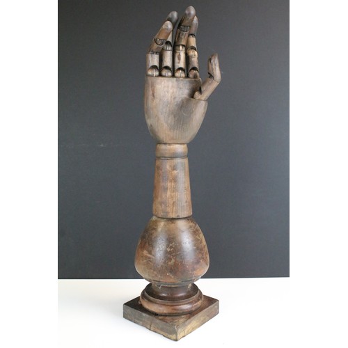 12 - Vintage wooden Ley hand figure, 18