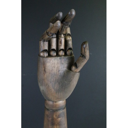 12 - Vintage wooden Ley hand figure, 18