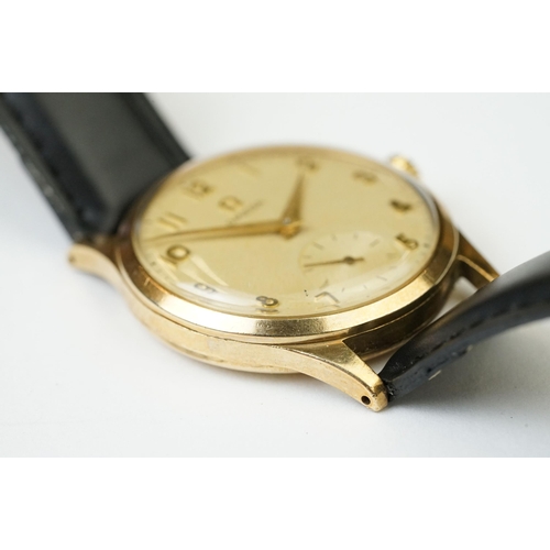 371 - A vintage gents Swiss made Omega 17 jewel 9ct gold cased wristwatch, cal.266, movement numbered 1447... 