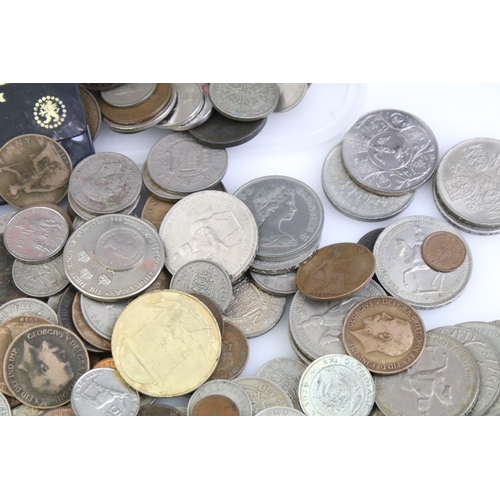 38 - A collection of mainly British pre decimal and commemorative coins, to include Silver, Victorian and... 