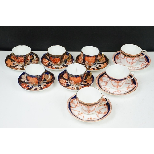 26 - Five Royal Crown Derby imari tea or coffee cups and saucers, pattern no, 2823 together with three Ro... 